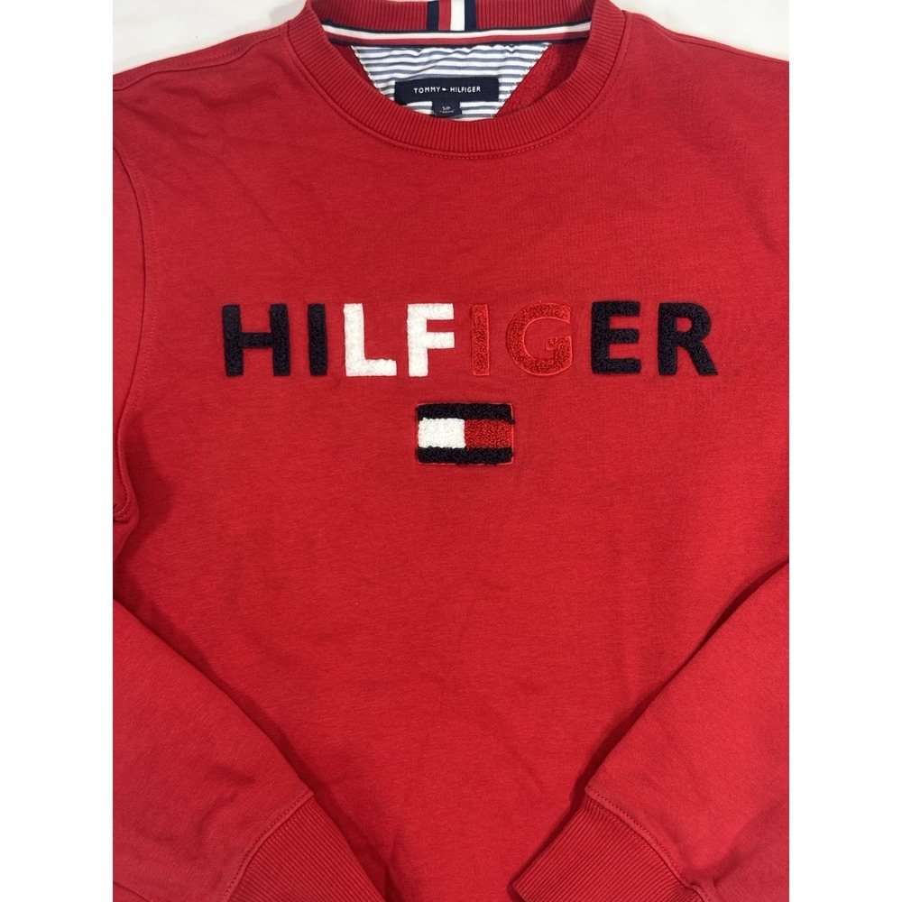 Tommy Hilfiger Logo Sweatshirt Men's Small Red Classic Designer Casual Wear
